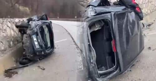 Sinop-Boyabat yolu Tünelde kaza:2 yaralı