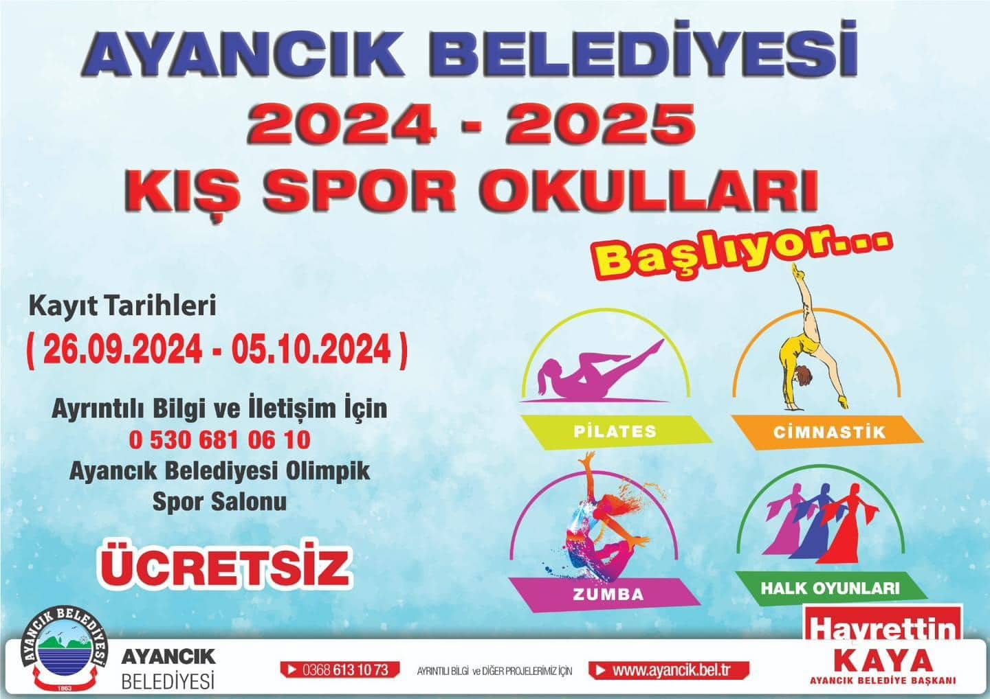 Ayancık Belediyesi Ücretsiz Kış Spor Okulları Başlıyor