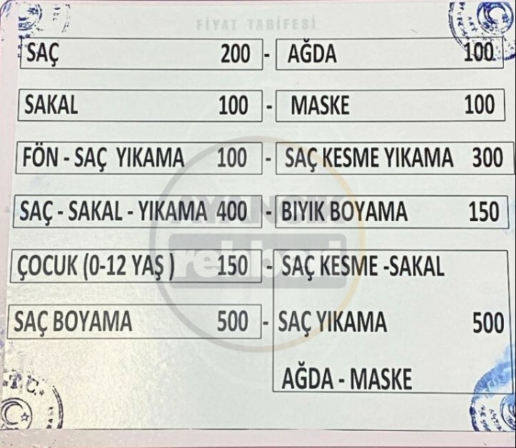 Ayancık'ta berber fiyat listesi değişti!